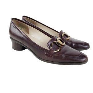 Joan & David Circa Comfort 365 Nadina Brown Leather Heeled Loafers Size 6.5